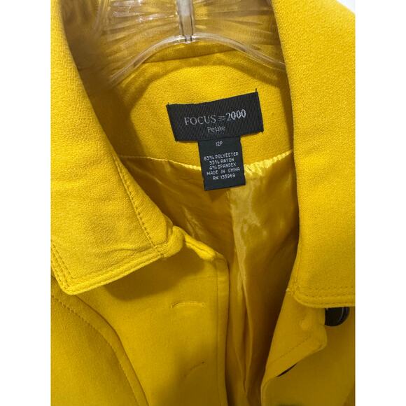 Focus 2000 size 12 petites yellow blazer black buttons 12p 12 petite jacket - Picture 3 of 9